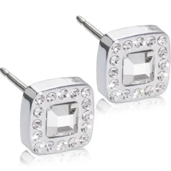 Blomdahl Brilliance Cushion Titanium Ørestikker med Swarovski Krystaller