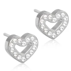 Blomdahl Brilliance Heart Øreringe i Titanium med Swarovski Krystaller