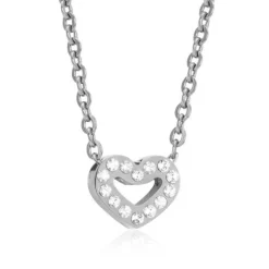 Blomdahl Brilliance Heart Hollow Rustfri Stål Halskæde med Swarovski Krystaller