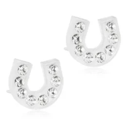 Blomdahl Brilliance Horseshoe Medicinsk Plastik Ørestikker med Swarovski Krystaller