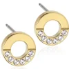 Blomdahl Brilliance Puck Hollow Split Øreringe i Titanium med Krystalsten