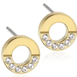 Blomdahl Brilliance Puck Hollow Split Øreringe i Titanium med Krystalsten