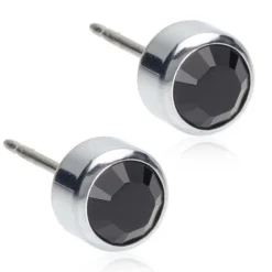 Blomdahl St Bezel Øreringe i Titanium med Krystalsten