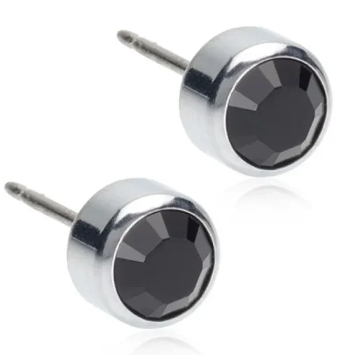 Blomdahl St Bezel Øreringe i Titanium med Krystalsten