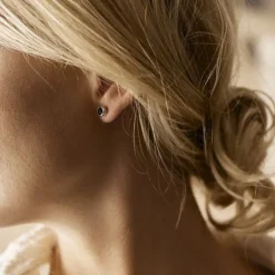 Blomdahl St Bezel Øreringe i Titanium med Krystalsten
