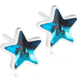 Blomdahl Star Aquamarine Ørestikker i Medicinsk Plastik med Swarovski Krystaller