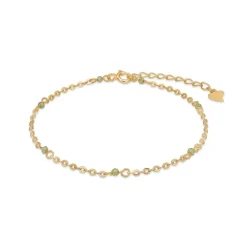 Blossom Justerbart Armbånd i Forgyldt Sølv med Lysegrøn Peridot