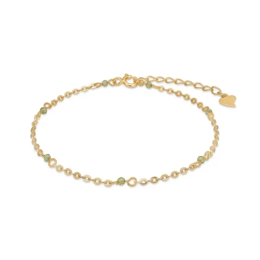 Blossom Justerbart Armbånd i Forgyldt Sølv med Lysegrøn Peridot