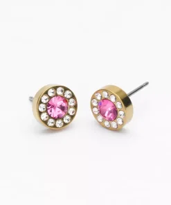 Brilliance Halo Crystal Rose Titanium Øreringe fra Blomdahl