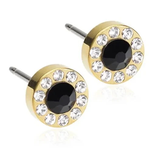 Brilliance Halo Titanium Øreringe fra Blomdahl med Krystalsten