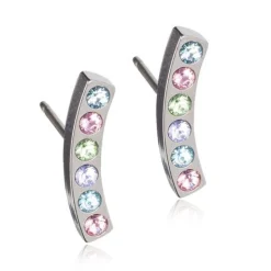 Brilliance Sweep Light Fantasy Titanium Øreringe fra Blomdahl med Krystal