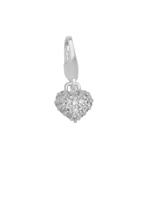 byBiehl Mini Sparkle Heart Sterling Sølv Charm 7-5204A-R