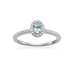 Diana 14 Karat Hvidguld Ring fra Scrouples med Aquamarin og Brillanter 0,26 Carat W/SI