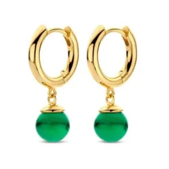 Figaro Hoop Green Forgyldt Sølv Øreringe fra Spirit Icons