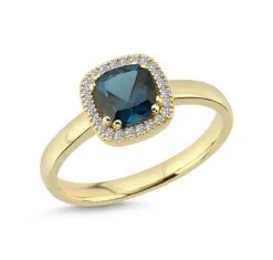 Grace 14 Karat Guld Ring fra Nuran med London Blå Topas og Brillanter 0,09 Carat W/SI
