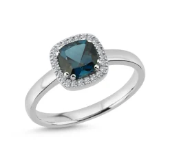 Grace 14 Karat Guld Ring fra Nuran med London Blå Topas og Brillanter 0,09 Carat W/SI