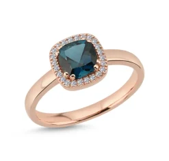Grace 14 Karat Guld Ring fra Nuran med London Blå Topas og Brillanter 0,09 Carat W/SI