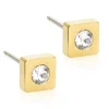 Gt Petite Square Titanium Ørestikker fra Blomdahl med Swarovski Krystaller