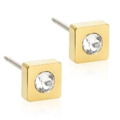 Gt Petite Square Titanium Ørestikker fra Blomdahl med Swarovski Krystaller