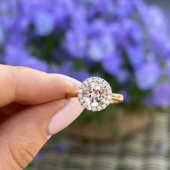 Henrik Ørsnes Design 14 Karat Guld Ring med Pink Morganit og Brillanter 0,27 Carat W/SI