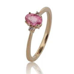 Henrik Ørsnes Design 14 Karat Guld Ring med Pink Safir og Brillanter 0,03 Carat W/SI