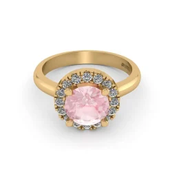 Henrik Ørsnes Design Ring i 14 Karat Guld med Pink Morganit og Diamanter 0,24 Carat W/SI