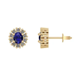 Henrik Ørsnes Design Roset 14 Karat Guld Ørestikker med Safir og Diamanter 0,30 Carat W/SI