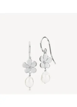 Izabel Camille Pansy Earrings Sterling Sølv Øreringe med Ferskvandsperle