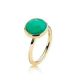 Izabel Camille Prima Donna Ring i Forgyldt Sølv med 11mm Grøn Onyx