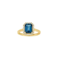 14 Karat Guld Ring fra Nordahl Andersen med Blå Topas og Diamanter 0,16 Carat W/SI
