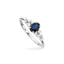 14 Karat Hvidguld Ring fra Scrouples med Safir og Diamanter 0,16 Carat H-W/SI