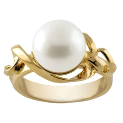 14KT.RING M.HVID PERLE 10MM