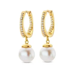 Malibu Pearl Forgyldt Sølv Ørehængere fra Spirit Icons med Ferskvandsperle