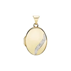 Medaljon 14 Karat Guld Vedhæng fra Lund Copenhagen med Diamant 0,005 Carat W/SI