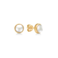 Noa Celia Forgyldt Sølv Ørestikker fra Frk Lisberg med Hvid Perle