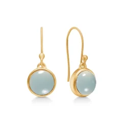 Noa Forgyldt Sølv Øreringe fra Frk Lisberg med Aqua Calcedon
