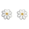 Nordahl Andersen Blomst Ørestikker i Sterling Sølv med Gul Emalje