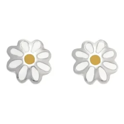 Nordahl Andersen Blomst Ørestikker i Sterling Sølv med Gul Emalje
