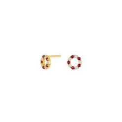 Nordahl Andersen Cirkel 14 Karat Guld Ørestikker med Rubin og Brillanter 0,13 Carat W/SI