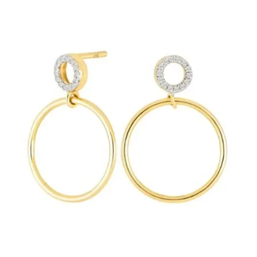 Nordahl Andersen Cirkler 14 Karat Guld Ørehængere med Diamanter 0,05 Carat W/SI