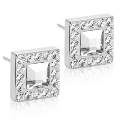 Nt Brillance Square Halo Titanium Ørestikker fra Blomdahl med Swarovski Krystaller