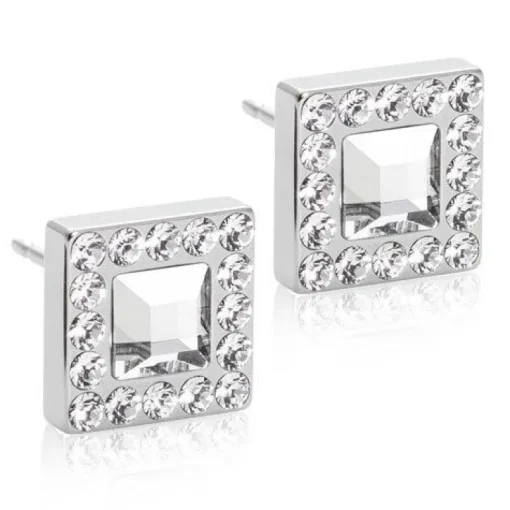 Nt Brillance Square Halo Titanium Ørestikker fra Blomdahl med Swarovski Krystaller