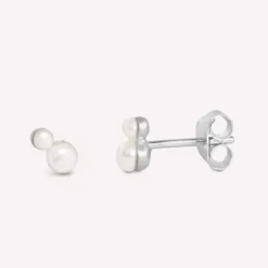 Pearl Double Sterling Sølv Ørestikker fra byBiehl med Ferskvandsperler