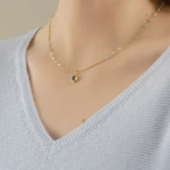 Pernille Corydon Hellir Blue Ice Halskæde i Sterling Sølv med Sten