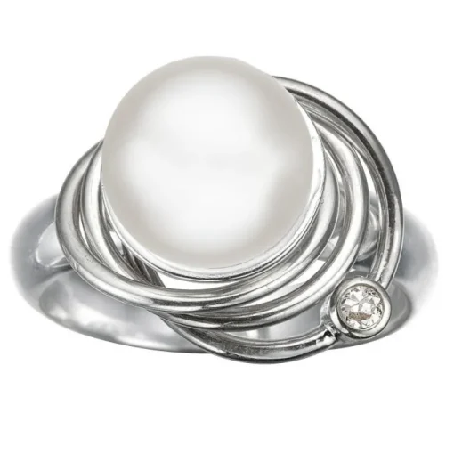 Rabinovich Magic Circles Sterling Sølv Ring med Hvid Perle