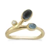 Rabinovich Wave 14 Karat Guld Ring med Topas og Brillant 0,03 Carat C/SI