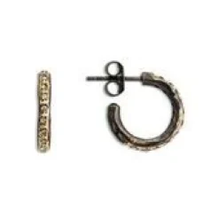 Roman Creol Pave Large Sterling Sølv Ørestikker fra By Birdie med 18 Karat Guld og Diamanter 0,25 Carat