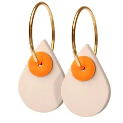 Scherning Aura Nude Neon Orange Rosaforgyldt Sølv Ørestikker med Porcelæn Og Emalje