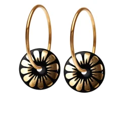 Scherning Bloom Black Gold Øreringe i Forgyldt Sølv med Porcelæn