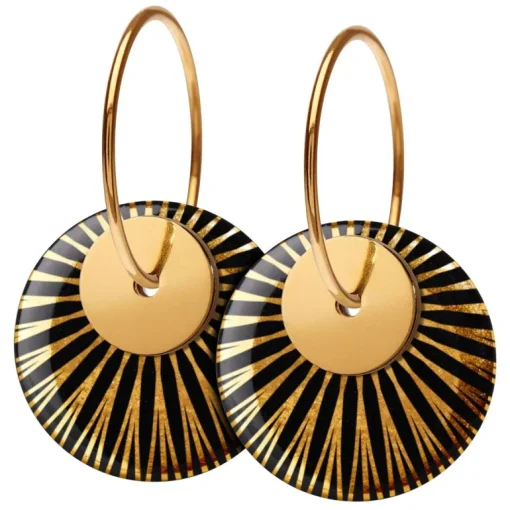 Scherning Splash Black Gold Duo Creol Forgyldt Sølv Øreringe